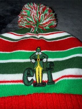 Elf Red & Green Pom Beanie